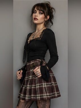 Disturbia Plaid Goth Mini Skirt, NWOT 🥀🖤